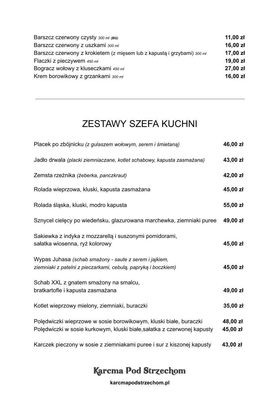 Menu Karcma Pod Strzechom — strona 2