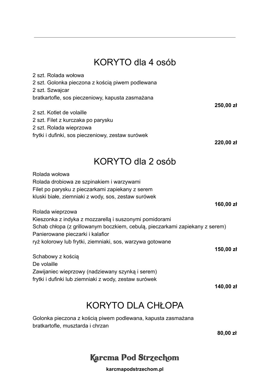 Menu Karcma Pod Strzechom — strona 3