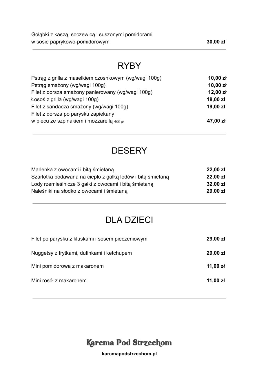 Menu Karcma Pod Strzechom — strona 6