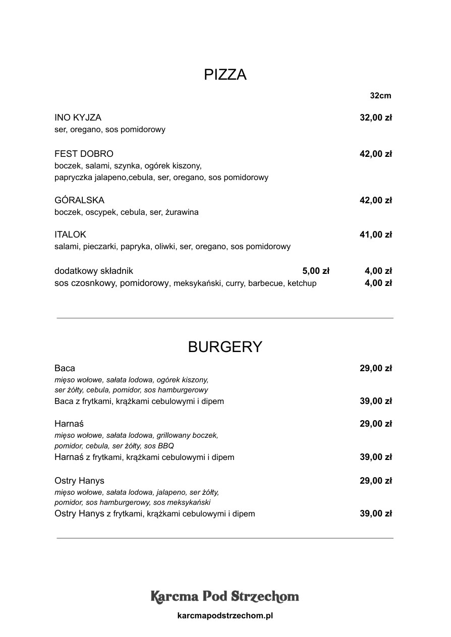 Menu Karcma Pod Strzechom — strona 7