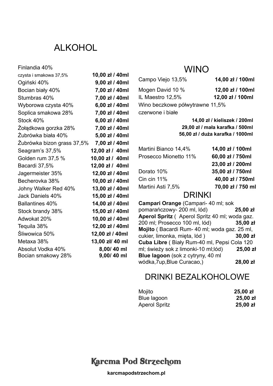Menu Karcma Pod Strzechom — strona 9